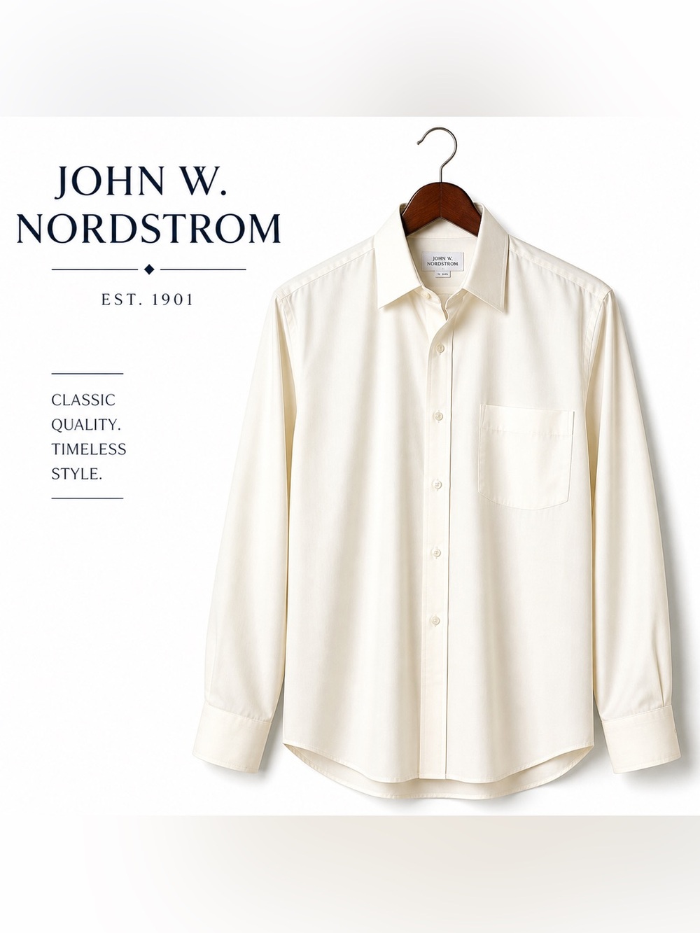 John W. Nordstrom Egyptian Cotton Ivory Button-Up Shirt